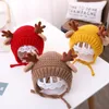 Caps & Hats YK Cute Deer Elk Antlers Baby Hat Winter Warm Plush Knitted Ear Warmer Children Bonnet Boys Girls Cap Beanie Christmas