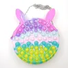 Regnbåge makaron fidget bubbla kedja väska purses barn pojke tjejer roman cool design crossbody fanny pack push pop sensory pussel leksak