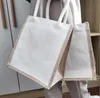 10pcs Stuff Sacks Sublimation DIY White Blank Jute Large Capacity Vertical section Handbag