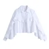 Spring Autumn Women Shirts White Ruffles Loose Oversized Blouses Female Tops BF Korean Style Blusas 210430