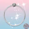 Femme Pulseira Bracciale in argento sterling 925 Smalto bianco Fiore margherita Bracciale a catena serpente Braccialetti Gioielli da donna Fare regalo da donna con scatola originale