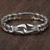 Mens Bracelet 316L Stainless Steel Silver Color Curved Curb Link Chain Bracelets for Men Davieslee Whole Jewelry 15mm HB10