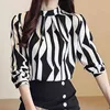 Fashion women shirts blouses Korean Long Sleeve Striped Slim Women Blouse O-neck Work Wear Chiffon Shirts Blusas 0941 210512