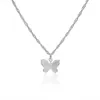 Mode Halsband Lovely Golden Silver Plated Butterfly Halsband Kort Kvinnor Sommarlov Romantisk Present Smycken Grossist