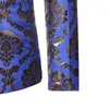 Royal Blue Tuxedo Blazer Куртка Мужчины Стильные Золотые Распечатать Мужское Платье Blazers Одна кнопка Slim Fit Party Wann Blazer Masculino 210522
