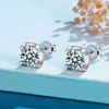 Classic Total 1ct 2ct 4ct Round Cut Moissanite Studs Color D VVS Diamond Test Passed S925 Silver Earrings For Women