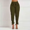 Women Summer Harem Pants with Waist Belt Bowtie Solid Trousers Ladies Casual Fashion Middle Girls Street Clothing 211124