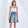 Patchwork Tassel Hit Color Wide Leg Short For Women High Waist Casual Shorts Female Summer Fashion Style 210521