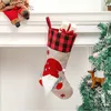 Christmas Stocking with Buffalo Plaid Swedish Santa Gnome Tomte Gift Bag Hanging Xmas Socks Decorations XBJK2110