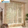 XTMYI Modern Grey Stripe Embroidery Tulle for the Living Room Sheer Curtain Bedroom Kitchen Voile Drapes Window Custom