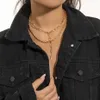 2Pcs Unique Vintage Pendant Choker Necklace Fashion Statement Twisted Clavicle Chain Link Women Neck Chest Goth Jewelry