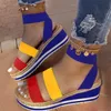 Sandali Summer Style Ladies Slope Heel Scarpe con fondo spesso Candy Casual Girls Cross-body Cross XL 43