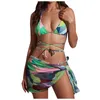 Costumi da bagno da donna 3 pezzi Set Abito da spiaggia Donna Costume da bagno separato Tie Dye Moda Bikini brasiliano 2021 Push Up Fondo Copertura completa