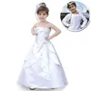 Crianças cetim vestido bordado menina algodão frisado camadas laço vestidos de casamento criança lindo bordado bordado princesa vestido 1476 b3