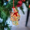 Décorations de Noël Foulard en bois Pendentifs de poulet Pendants de Noël Arbre de Noël Ornements à la maison Décor pour Navidad 2021