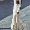 Sexy côté fendu jupe pour femme taille haute tricoté plissé trompette Maxi jupes femmes mode vêtements printemps 210521