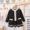 Kid Clothes Girls 2pcs knitted Sweaters Set Autumn Winter Princess Birthday Party Children Designer Uniform Outfits1-7 Ys G220310