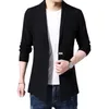 Pulls pour hommes printemps tricoté cardigan veste 2021 couleur unie coupe-vent long bouton unique pull d'affaires décontracté