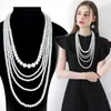 Aiyanishi 1 stücke Multilayer Imitation Pearl Perlen Halskette Lang geknotete Pullover Halsketten Für Frauen Modeschmuck
