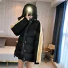 Men Jacquard Nylon Padded Down Coat Bright Reflective Strap Removable Hoodies Outwear Designer Women Snap Button Zip Closure Knit Rib Black