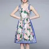 Moda verano boho vestido de mujer correa de espagueti azul y blanco floral impreso casual vestidos delgados 210519