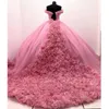 Puffy Pink Quinceanera Suknie Księżniczka Kopciuszek Długa Suknia Balowa Słodkie 15 Lat Dziewczyny Balu Spódnica Wieczorowa Vestidos De Fiesta