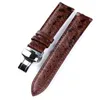 Watch Bands Handmade Ostrich Leather Watchband 18 19 20 21 22MM Butterfly Buckle Men's And Women's Strap Retro Style173j