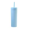 Plastic dubbele laag mat Water tuimelaars 16 oz rechte body cup kunnen worden aangepaste stro mok q q q