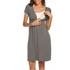 Kvinnors Lång Sommarparty Evening Dress Maternity Amning Multifunktionell Mamma Kortärmad Breastfeeding Dress G220309
