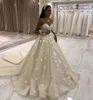 Spagehtti Neck A Line Lace Wedding Dresses with 3D Appliques Court Train Lace-up Back Tulle Plus Size Bridal Gowns vestido novia
