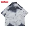 Salt System Blue Sky White Clouds Starry Sweetshirts هوديس الشارع الشهير رجالي الهيب هوب المتناثرة عارضة عرق قمصان رجالية قمصان