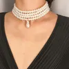 Collares colgantes bohemia 4 capas perlas perlas multicapa elegante cadena de clavícula simple moda personalidad creativo collar joyería de alta calidad