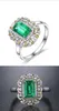Diwenfu 925 Sliver Real Emerald Square Anillos Bague Bizuterias För Kvinnor Silver 925 Smycken Topaz Diamond Ring Box