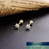 Argent blanc Moonmory Sterling Zircon fleurs perle boucle d'oreille pour fille cadeau de noël vente plante minuscule Brincos bijoux