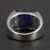 Solid 925 Sterling Silver Silver Lapis Lazuli AGATE Ring para Homens Gemstone Simple Clássico Masculino Jóias 211217