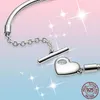 Femme Bracelet 925 Sterling Silver Moments Heart T-Bar Snake Chain Bangle for Women Fine Jewelry Gift Pulseira