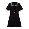 French perfume spring and summer dress female temperament niche accept waist show thin knitting polo collar 210429