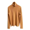 Brushed High Neck Bottoming Shirt Soft Warm Women Autumn Winter Solid Color Long Sleeved Sweater Inner Base All Match 210520
