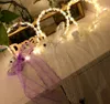 Light Up Pearl Lace Headband Color Changing LED Lights Hairband Glowing Hair Hoop Party Headwear Accessories for Kids Women