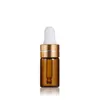 Mini Amber Glas etherische olie parfumflessen 1 ml 2 ml 3 ml 5 ml DIY Sample-druppelaar fles met vloeibare reagens pipet