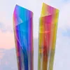 Fönsterklistermärken dekorativ färg reflekterande spegelglas hem iriserande dikroisk solrestaurang glansig klistermärke regnbåge handmade9867998