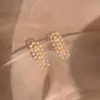 Stud Trendy 14K oro reale placcato orecchini di perle geometriche per le donne ragazza gioielli zirconi S925 argento ago regalo del partito