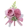 Blomma handled corsage boutonniere handgjorda armband röda rosa konstgjorda peony rosa corsages bröllop brudtärna fest kostym dekor