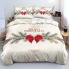 3D Bed Linen Merry Christmas White Bedding sets XMAS Duvet/Quilt cover set Comfotter case 220x240 King Queen Full Twin Red Bow 220112