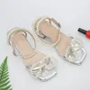 Pearl Sandals Women 2021 Summer Elegant Thick Heel Low Heels Fairy Style Rome Shoes