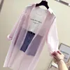 Blouses Femmes Chemises Dioufond Mousseline de Soie Lâche Kimono Longue Blouse Pour Femmes À Manches Longues Haut Rayé Dames Filles Cardigan D'été Chemise 2021