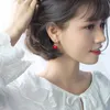 925 Sterling Silver Shiny Zircon Bowknot White and Red Elegant Big Pearl Drop Hook Earring for Women Fine Jewelry Gift 210707