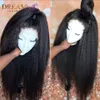 Parrucca anteriore in pizzo dritto Yaki Simulazione peruviana Parrucche sintetiche per capelli umani per donne nere con Babyhair