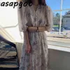 Coreano Chic Retro Palace Style monopetto vita sottile scollo a V floreale mezza manica abito in chiffon lungo elegante Boho sexy 210429