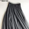 Lente zomer elegante tutu rok vrouwen grote schommel mesh gaas tule faldas hoge taille maxi lange geplooide s vrouw 210608